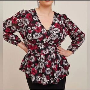 Torrid Floral Tunic Blouse Peplum Chiffon Camisole Sz 2 XXL Plus Size Top